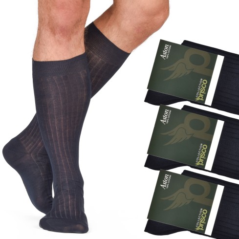 Calze Lunghe Filo di Scozia 100% cotone Prisco Aston 3 paia
