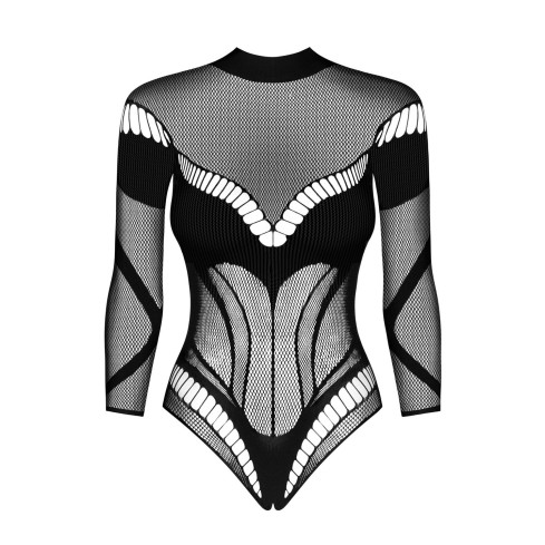 Teddy sexy a rete con motivo geometrico e cavallo aperto Obsessive B135