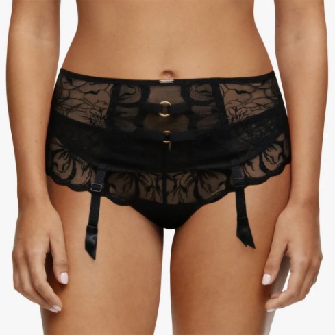 Reggicalze in tulle ricamato e dettagli oro Chantelle C12M70