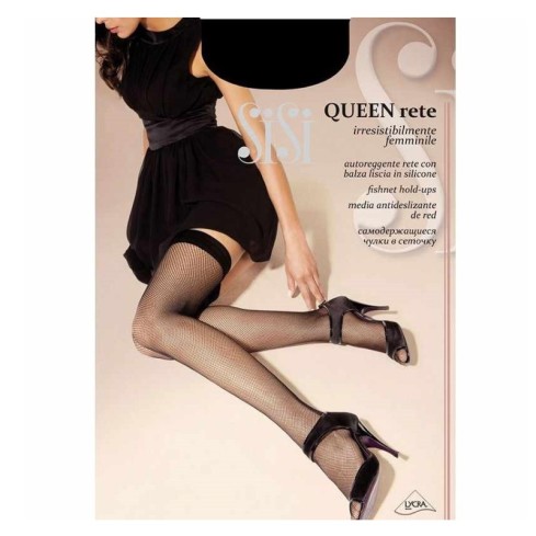 Autoreggenti Sisi Queen a rete con balza liscia in silicone