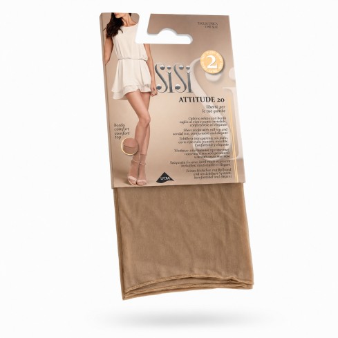 Calzino Sisi Attitude 20 den velato 2 paia fronte modella