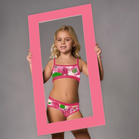 Completino Bimba Brasier + Slip in cotone Rossoporpora CB197 