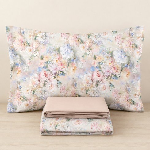 Completo letto fantasia floreale percalle di cotone Enrico Coveri tida