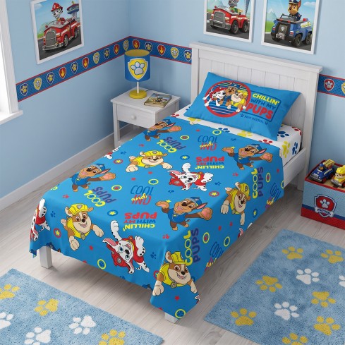 Completo Letto 1 Piazza Paw Patrol 100% cotone