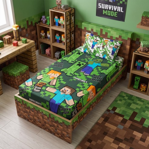 Completo Letto in cotone Una Piazza Hermet Minecraft