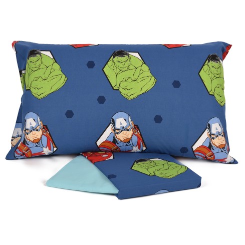 Completo letto singolo federa + sotto con angoli + lenzuolo Avengers fumetto Ufficiale