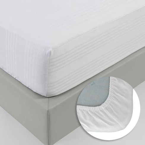 Comprimaterasso rigato con angoli Fasciato in Cotone