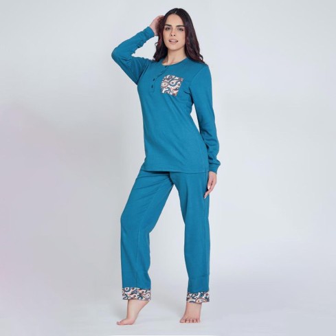 Pigiama donna scollo serafino caldo cotone Nazareno Gabrielli D6011