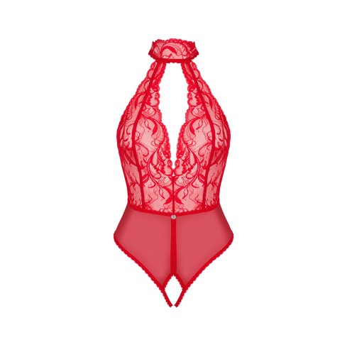 Body sexy in pizzo con cavallo aperto e choker Obsessive Dagmarie