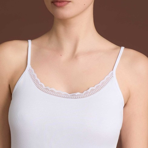 Canotta donna spalla stretta con pizzo Ragno DM44AE