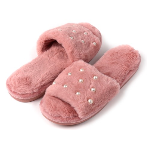 Pantofole punta aperta con perle rosa 0015 Preziosa