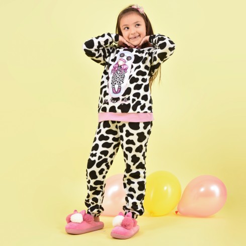 Pigiama bambina pile maculato e rosa bambolina Santoro Gorjuss 56627