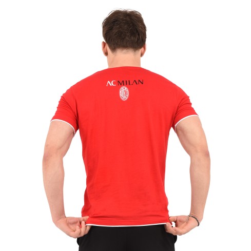 T-shirt maglia uomo girocollo 100% cotone ufficiale MILAN rossa