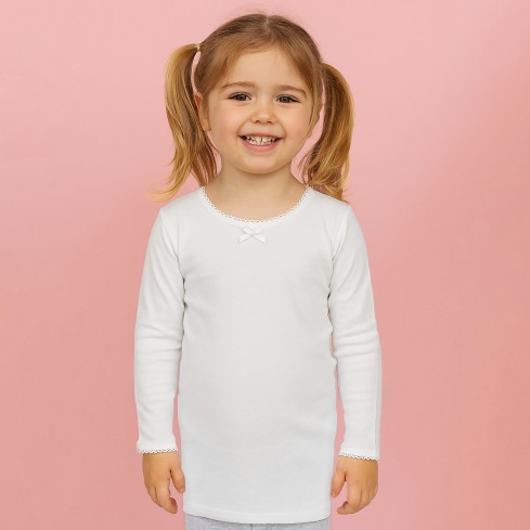 Maglia intima da bimba Ellepi 678 a manica lunga in caldo cotone 