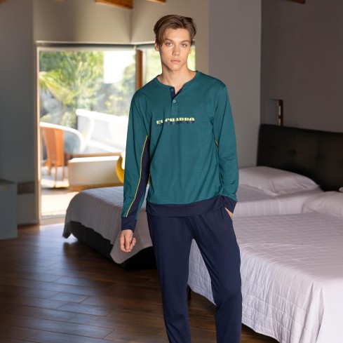 Pigiama uomo 100% cotone jersey scollo serafino El Charro ELP/03 