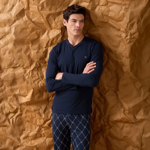 Pigiama uomo scollo serafino cotone leggero Enrico Coveri EP1247