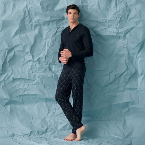 Pigiama uomo scollo serafino cotone leggero Enrico Coveri EP1247