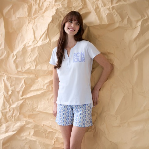 Pigiama donna fantasia geometrica in cotone Enrico Coveri EP5330