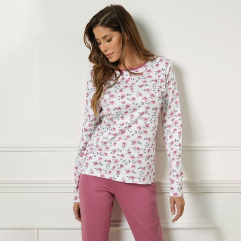 E.FEMME Pigiama Donna Lena 448 In Viscosa Jersey - Morbido Con Pizzo Romantico, Prodotto In Europa, Certificato Oeko-Tex