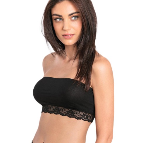 Fascia seno senza ferretto Cotonella gd232 in cotone elasticizzato e pizzo