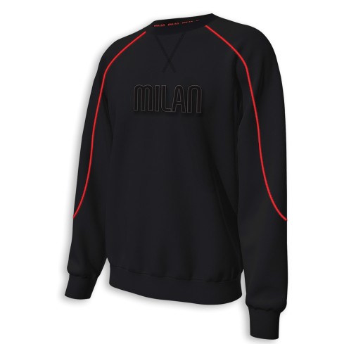 Felpa Uomo tinta unita con stampa Milan sul petto Milan F10 1060