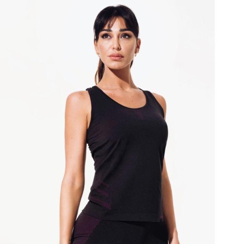 Canotta donna sportiva Jadea Fitness 212685 traspirante nero / fuxia