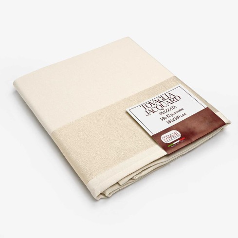 Tovaglia jacquard piazzata banda laminata Zambaiti