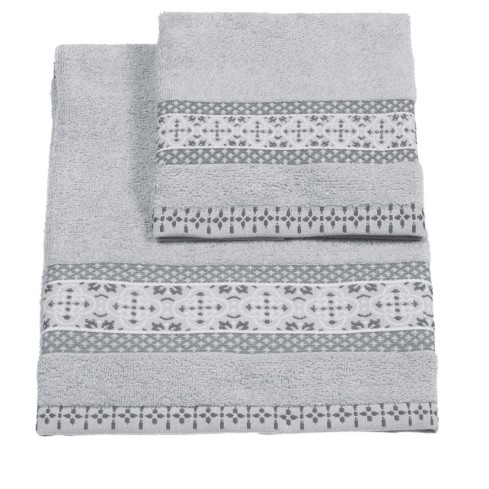 Vingi set asciugamani viso + ospite cotone Grace grigio