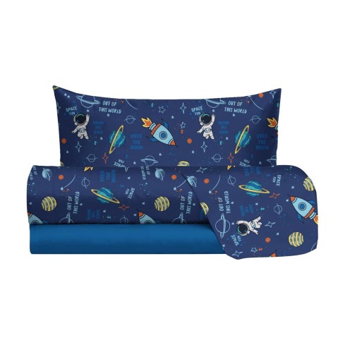 Completo letto tema spazio 100% cotone Hermet jolly space