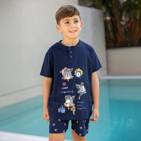 Pigiama bimbo corto gattino 100% cotone Irge IKC456