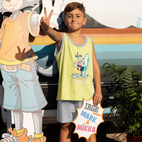 Pigiama bimbo canotta con gattino 100% Cotone Irge IKC457