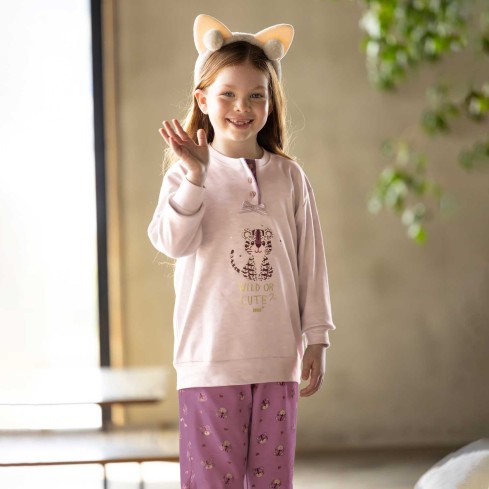 Pigiama bambina con tigrotto caldo cotone Irge IKI498