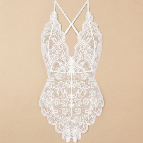 Body sexy pizzo semitrasparente floreale Iyali Enrica