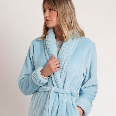 Vestaglia pile donna scollo a scialle con cintura in vita Admas 67146