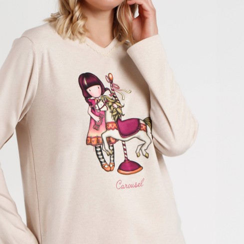 Pigiama donna caldo cotone cuoricini Santoro 62384