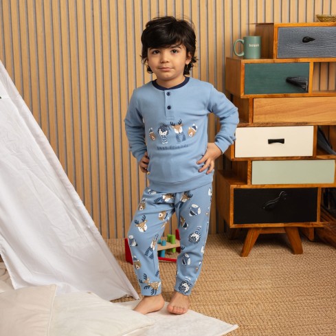 Pigiama bimbo animaletti caldo cotone Biancaluna 25U00401