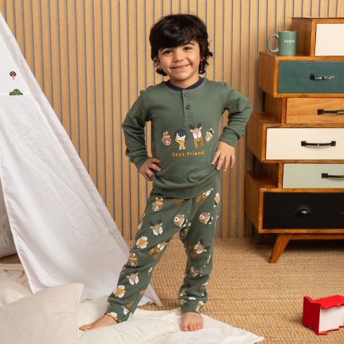 Pigiama bimbo animaletti caldo cotone Biancaluna 25U00401