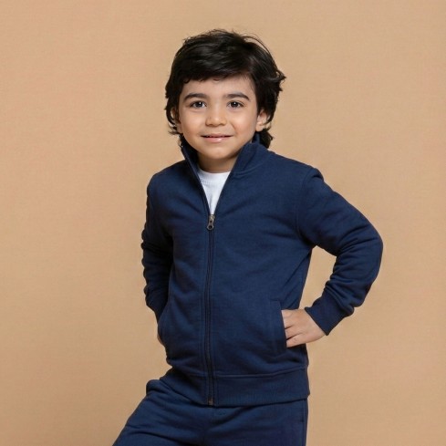 Felpa bimbI full zip collo alto cotone leggero Biancaluna 26B39401