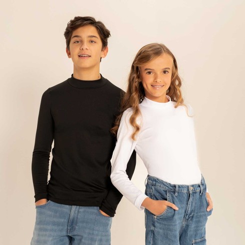 Maglia Biancaluna manica lunga collo alto bambino unisex termica elasticizzata