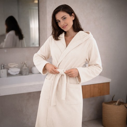 Accappatoio con cappuccio in piquet Biancaluna smart 