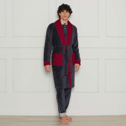 Vestaglia uomo in coral rasato e interno in pelliccetta Cippi 4891