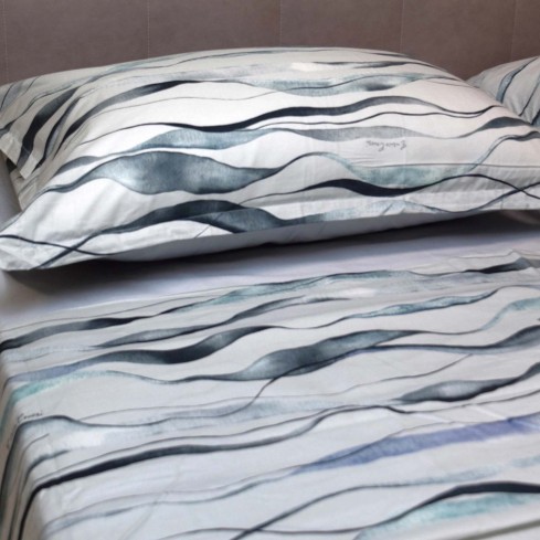 Completo letto matrimoniale maxi onde cotone Enrico Coveri Bice 