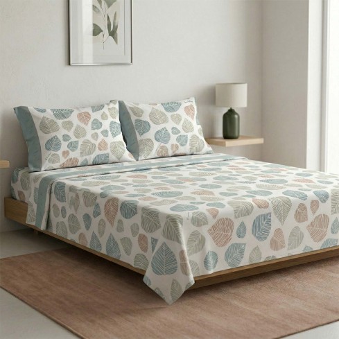 Completo letto matrimoniale maxi fantasie foglie Enrico Coveri Ines