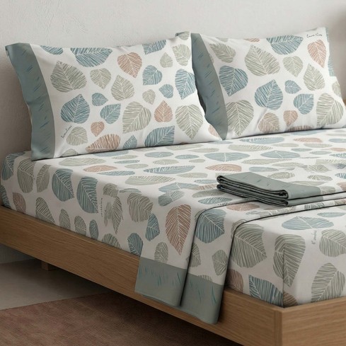 Completo letto matrimoniale maxi fantasie foglie Enrico Coveri Ines