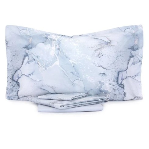 Completo letto in percalle di cotone marmorizzato Enrico Coveri marble