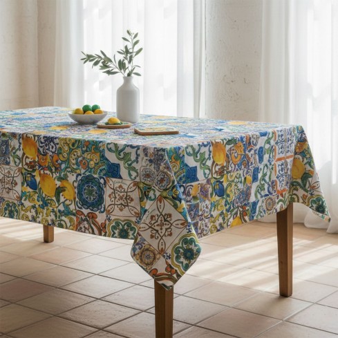 Tovaglia antimacchia maioliche mediterranee Enrico Coveri 