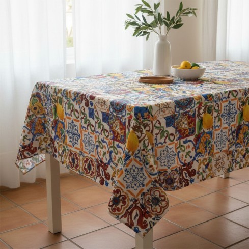 Tovaglia antimacchia maioliche mediterranee Enrico Coveri 