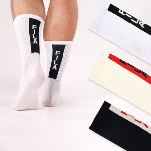 Calze sportive unisex con logo verticale Fila F5607 3 paia