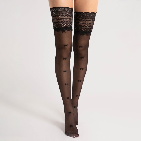 Autoreggenti donna con fiocchetti e pizzo 15 den Fiore Coquette