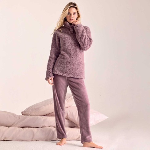 Pigiama donna collo alto sherpa e coral Infiore LMB653016